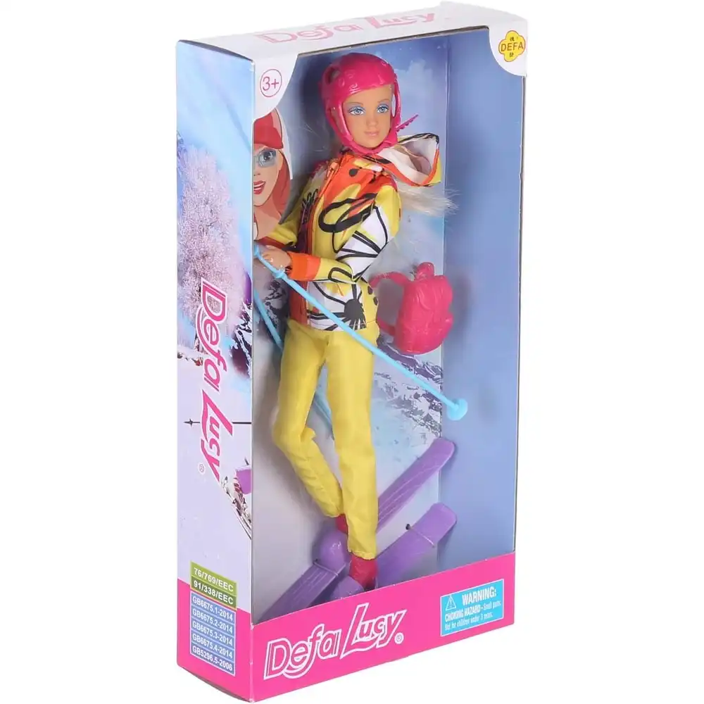 Defa - Lucy Fashion Doll Ice Skating with Yellow Outfit & Red Bag - 8373