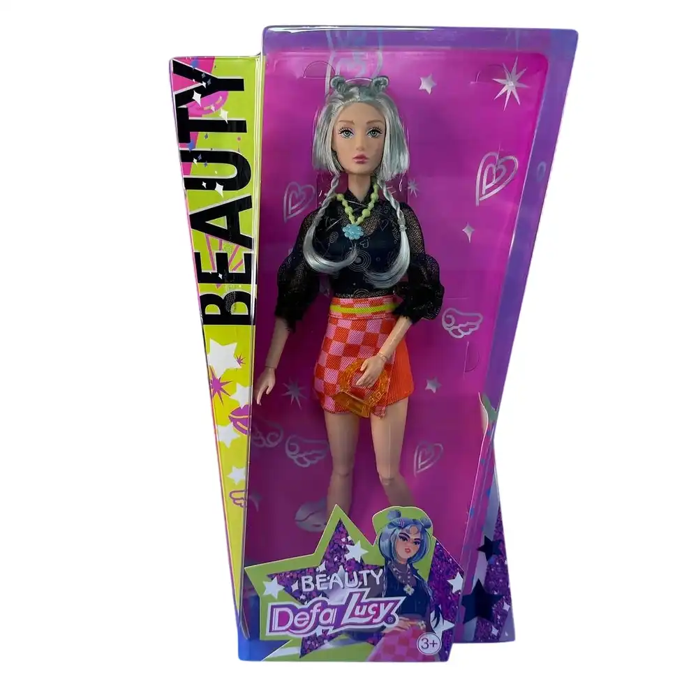 Defa - Lucy Beauty Doll with Black Top & Orange Skirt - 8491