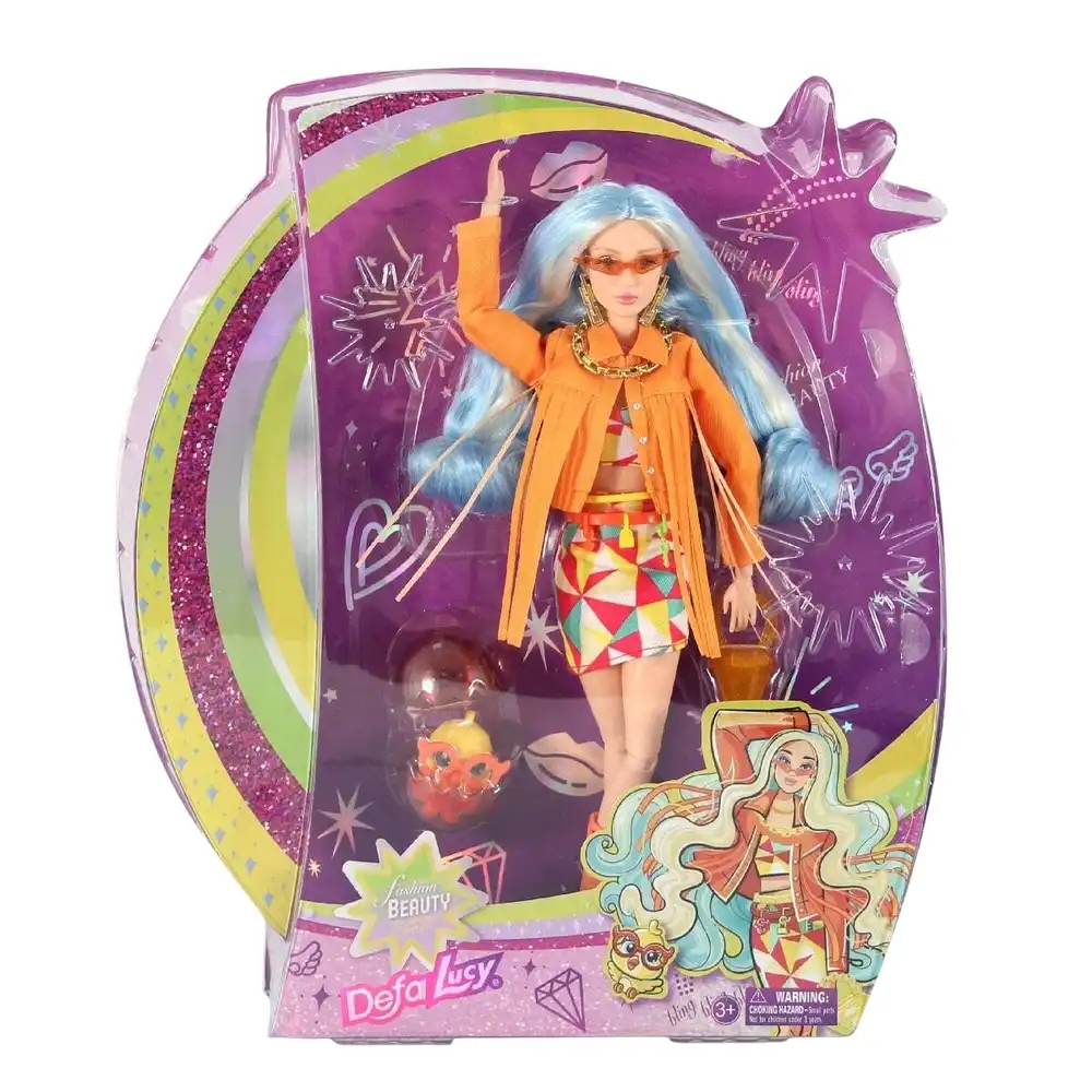 Defa - Lucy Fashion Beauty Girl with Orange Tiles Jacket & Chick inside Red Egg - 8494