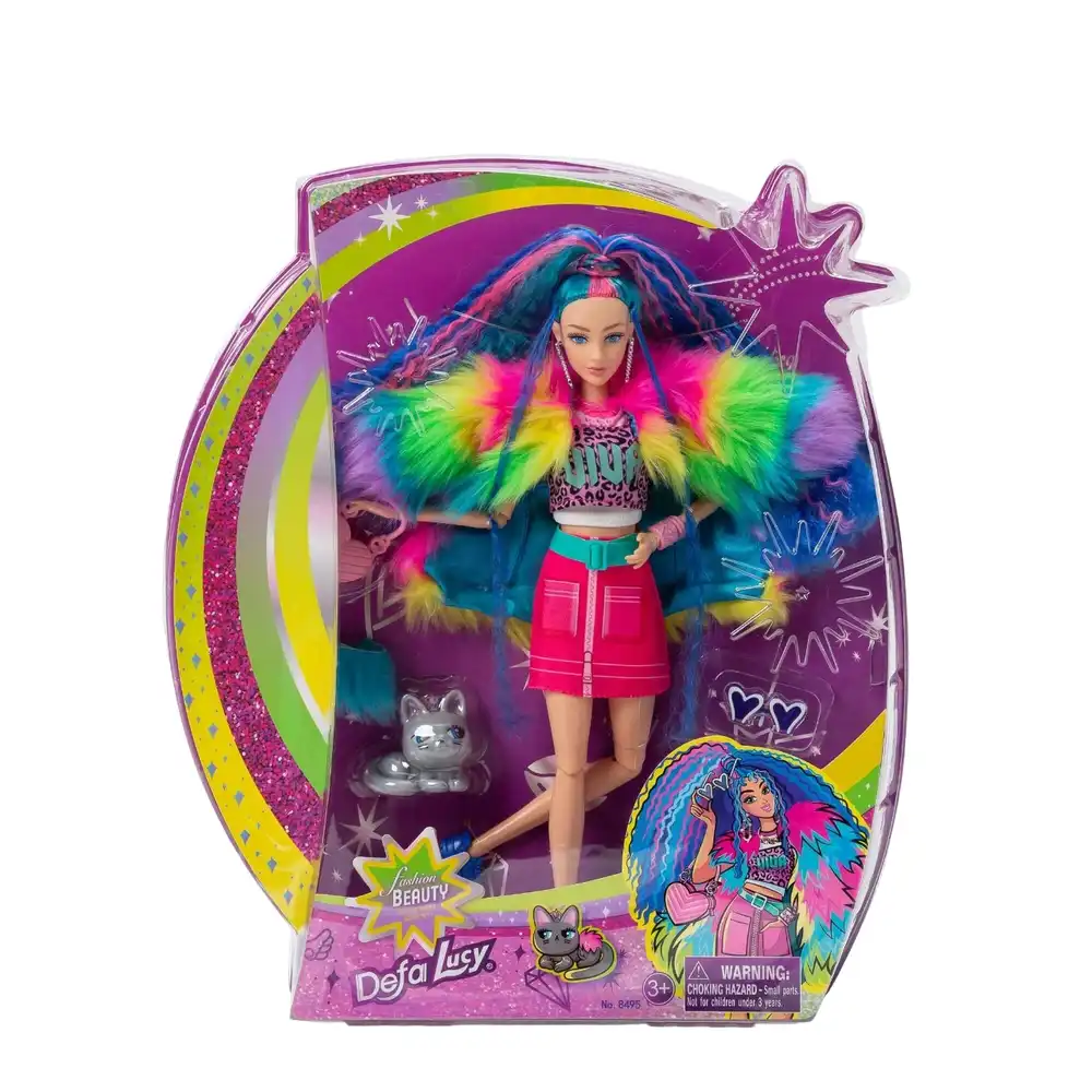 Defa - Lucy Fashion Beauty Girl with Colorful Jacket & Clumsy Cat - 8495