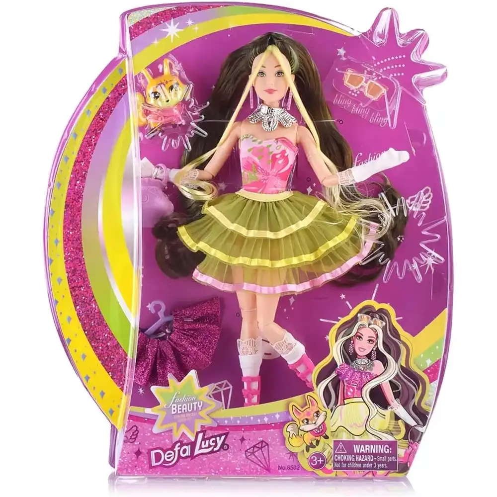 Defa - Lucy Fashion Beauty Girl with Layered Green Skirt & Cute Fox - 8502