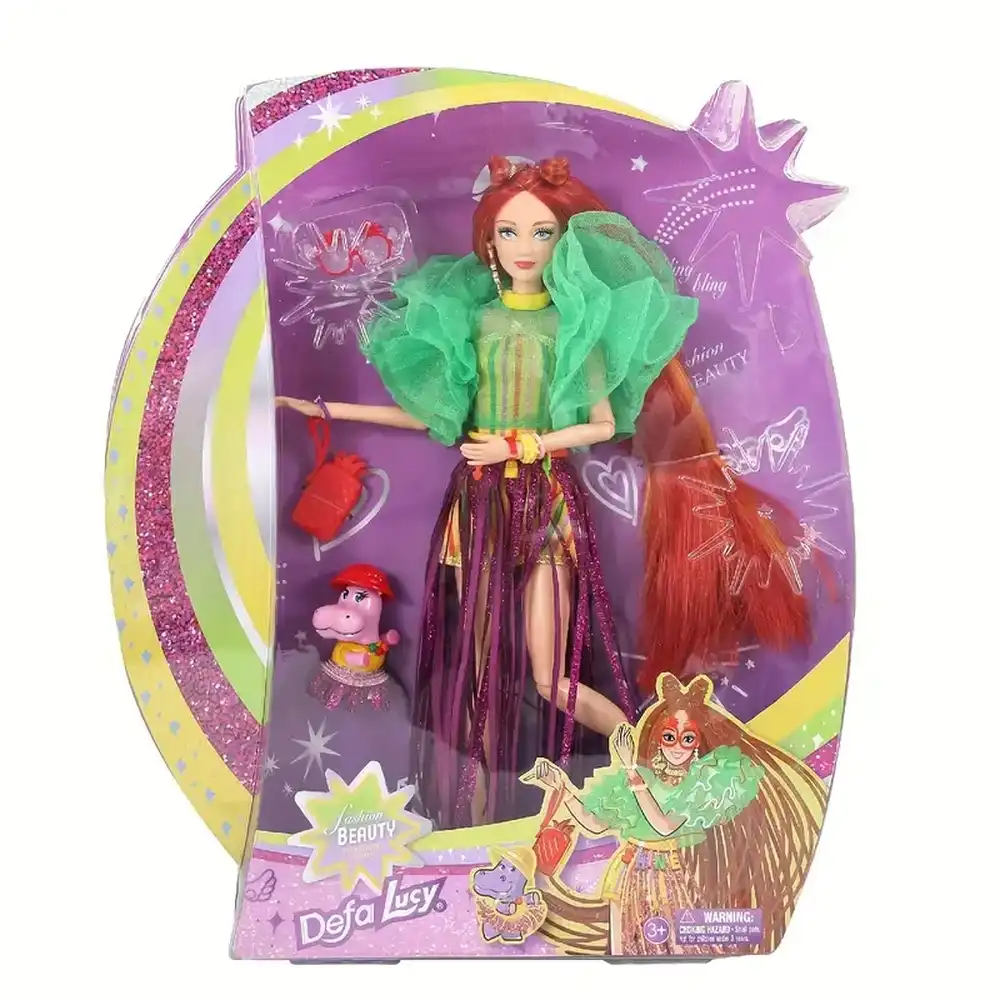 Defa - Lucy Fashion Beauty Girl with Green Top & Happy Hippo - 8504