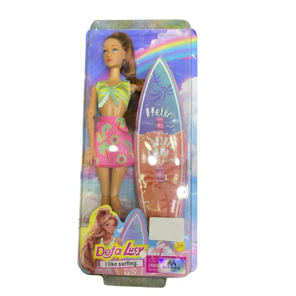 Defa - Lucy Fashion Surfing Doll with Surfing Board (Design 1) - 8514