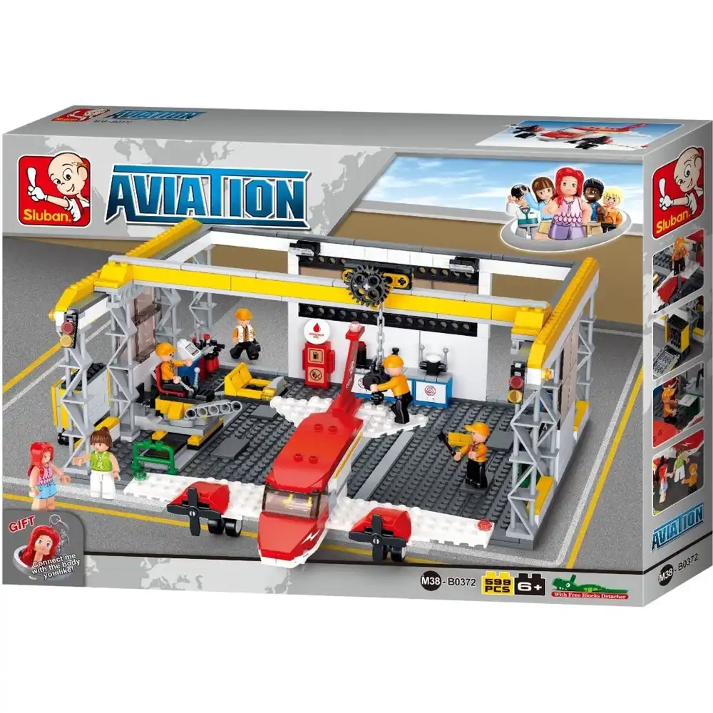 Sluban - Aviation Aircraft Hanger Bricks Set 599 Pieces - M38-B0372
