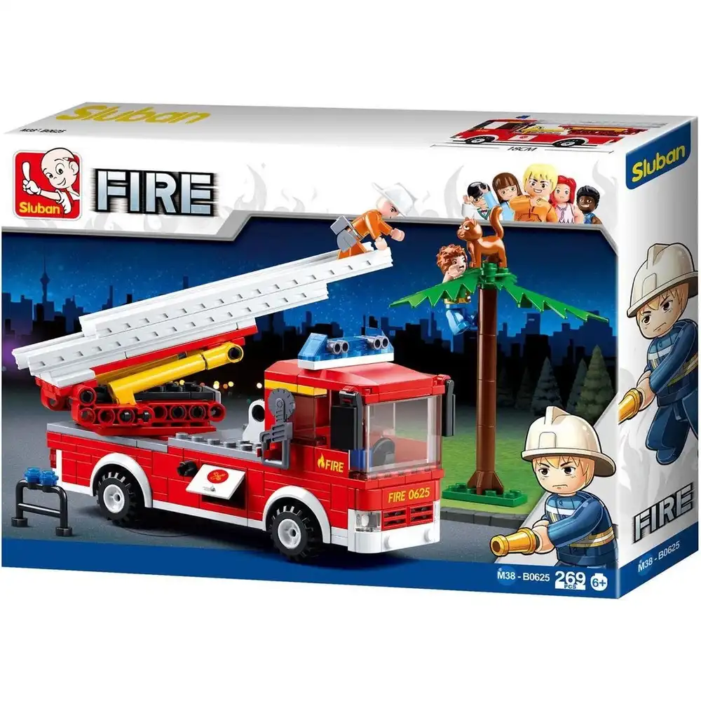 Sluban - Fire Aerial Truck with Ladder Bricks Set 269 Pieces - M38-B0625