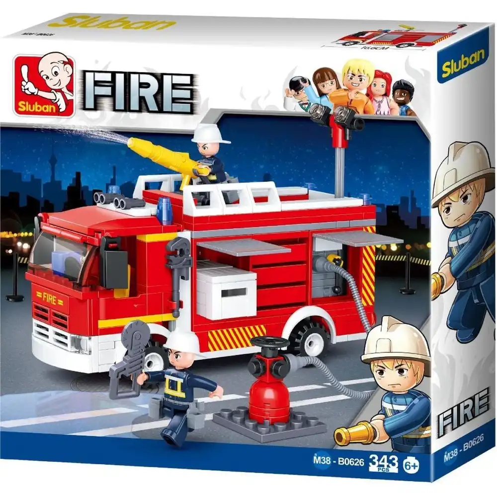 Sluban - Fire Water Tank Lorry Truck Bricks Set 343 Pieces - M38-B0626