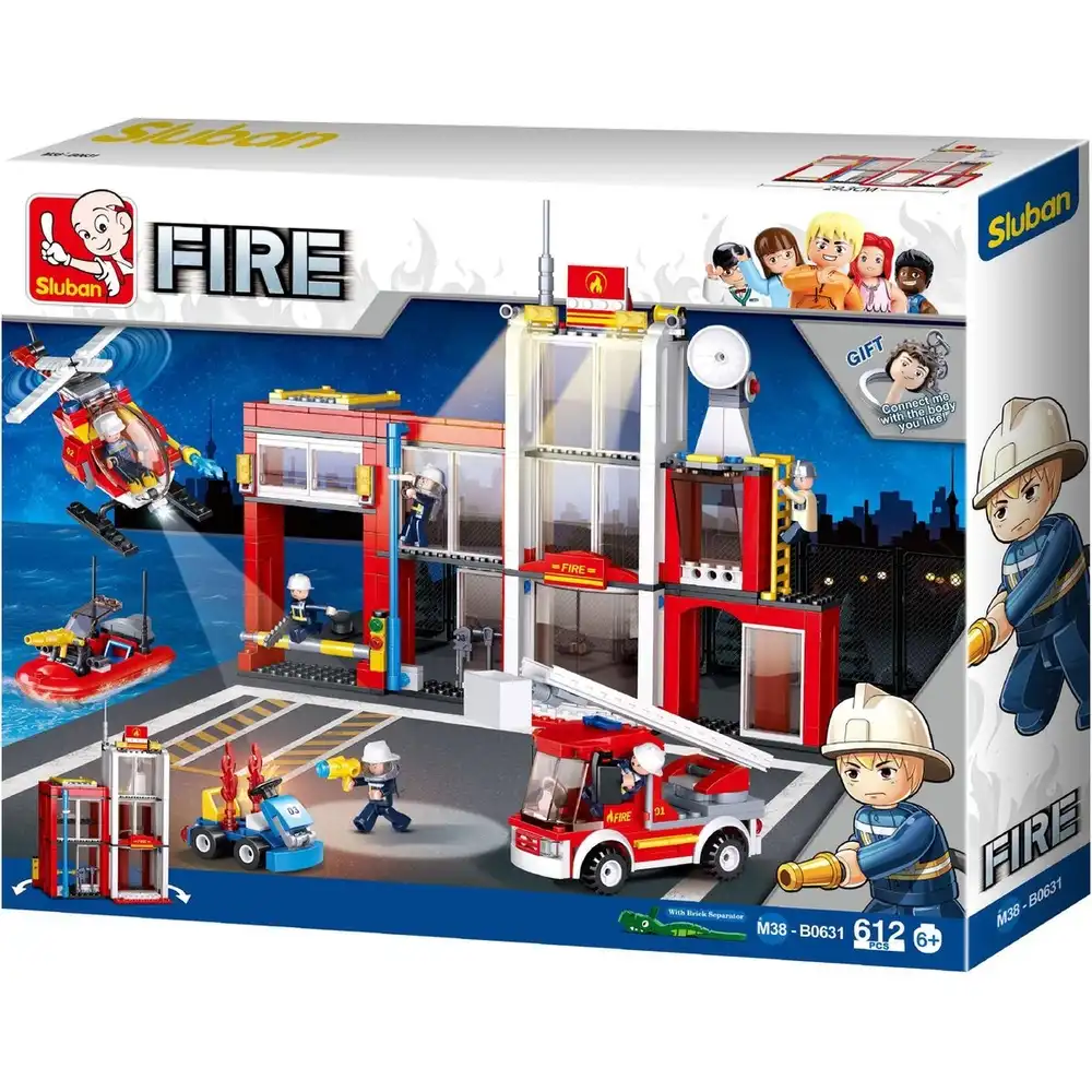 Sluban - Fire Station Bricks Set 612 Pieces - M38-B0631