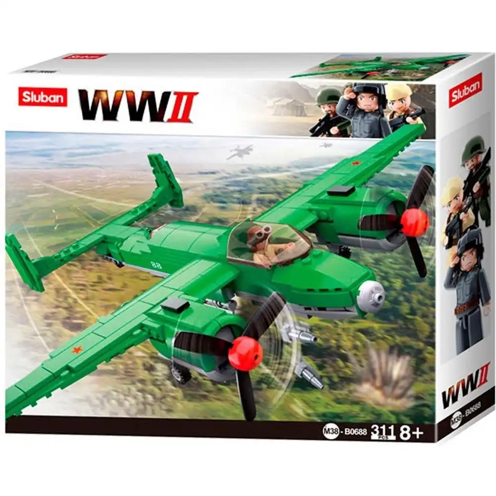 Sluban - WWII Army Tupolev TU-2 Bomber Airplane Bricks Set 311 Pieces - M38-B0688