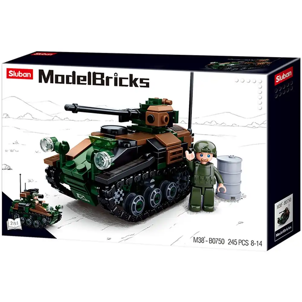 Sluban - Model Bricks Small Tank 2 in 1 Bricks Set 245 Pieces - M38-B0750