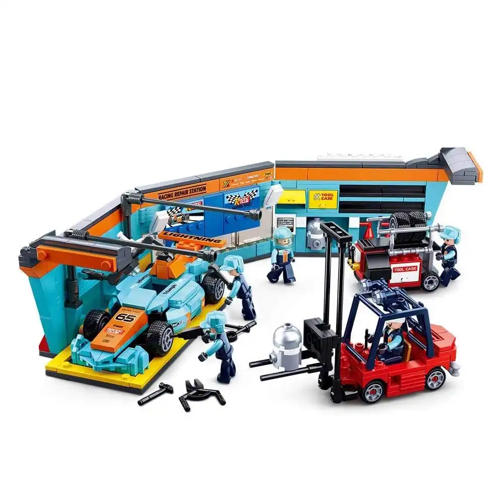 Sluban - Racing Team Formula Maintenance Station Bricks Set 555 Pieces - M38-B0765