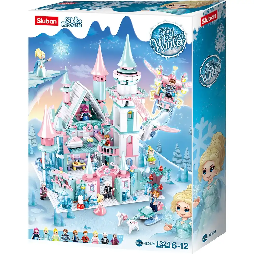 Sluban - Girls Dream Fairy Tale Of Winter Ice Castle Bricks Set 1324 Pieces - M38-B0789