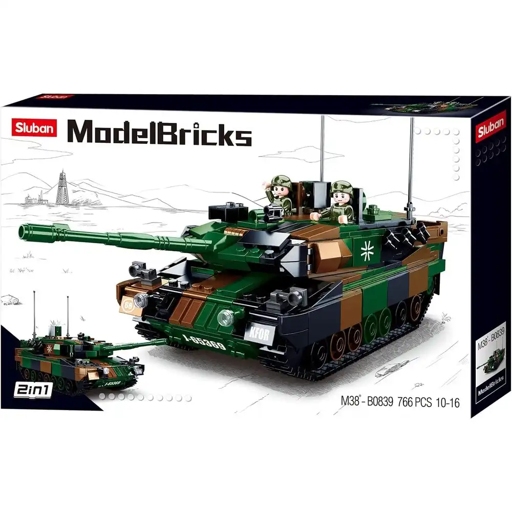 Sluban - Model Bricks Leopord 2A5 German Main Battle Tank 2 In 1 Bricks Set 766 Pieces - M38-B0839