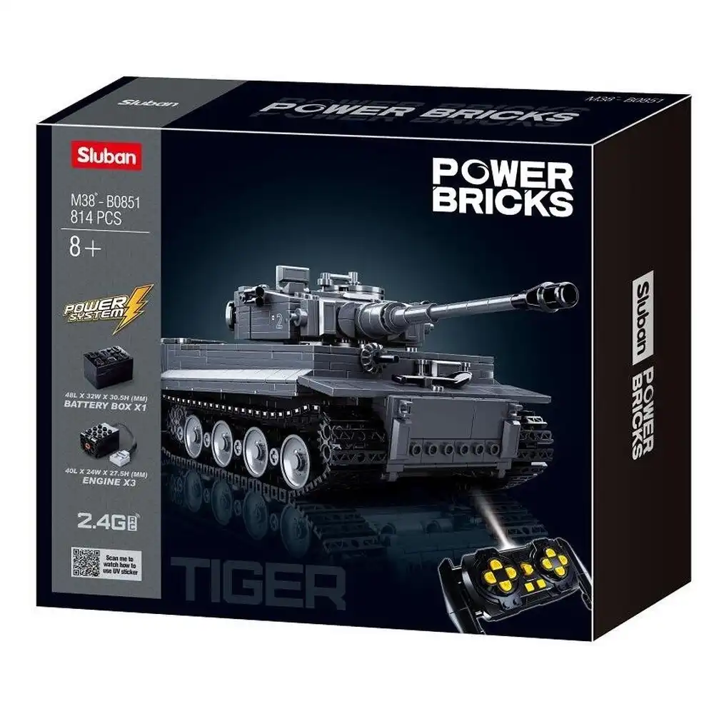 Sluban - Power Bricks RC Panzerkampfwagen Tiger Heavy Tank with Remote Control 814 Pieces - M38-B0851