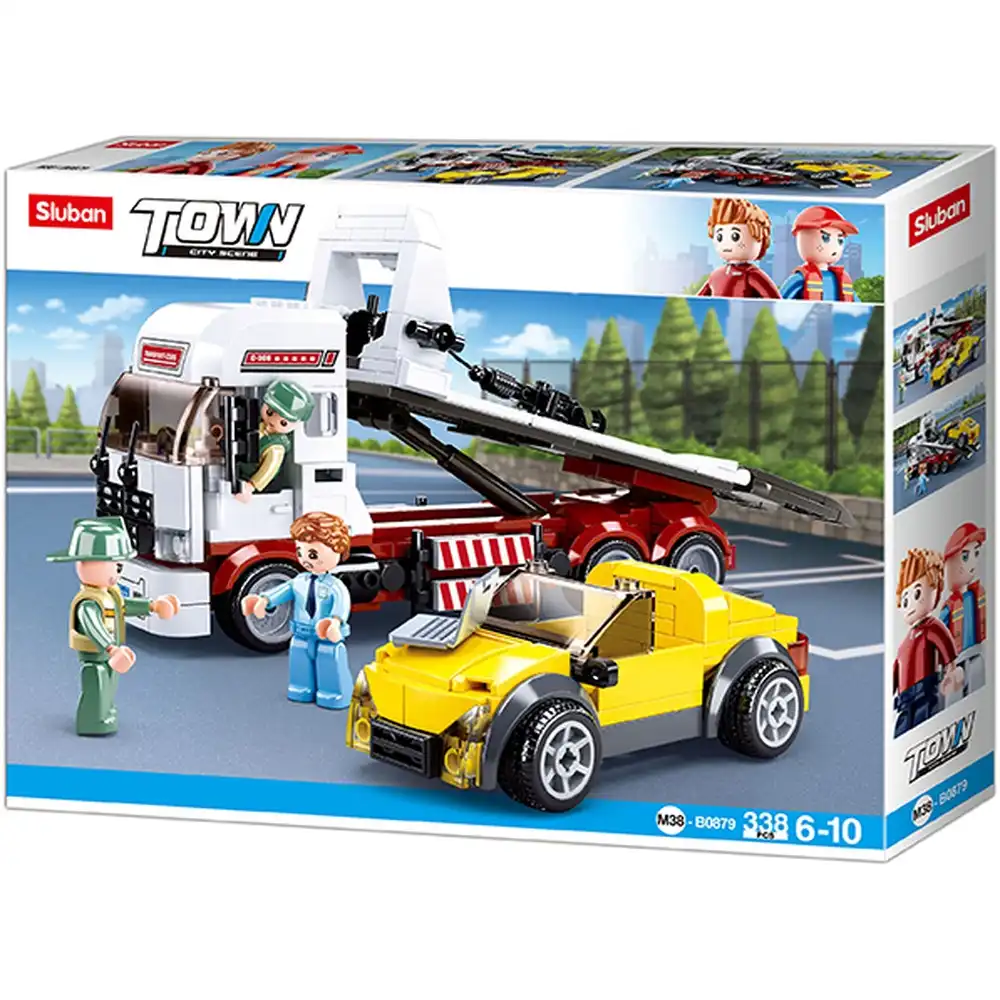 Sluban - Town City Scene Car Trailer Bricks Set 338 Pieces - M38-B0879