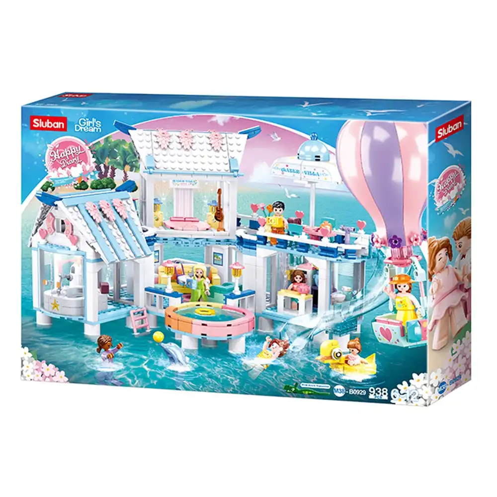 Sluban - Girls Dream Swimming Pool by the Sea Bricks Set 938 Pieces - M38-B0929