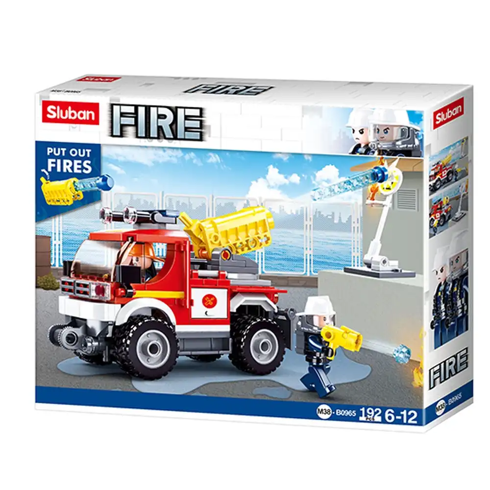 Sluban - Fire-Fire Engine Truck with Water Canon Bricks Set 192 Pieces - M38-B0965