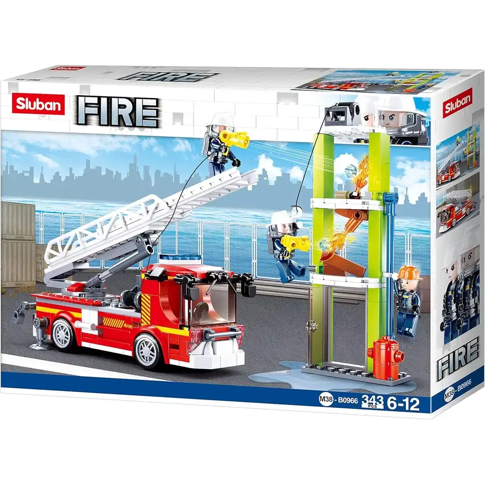 Sluban - Fire Telescopic Ladder Truck Bricks Set 343 Pieces - M38-B0966