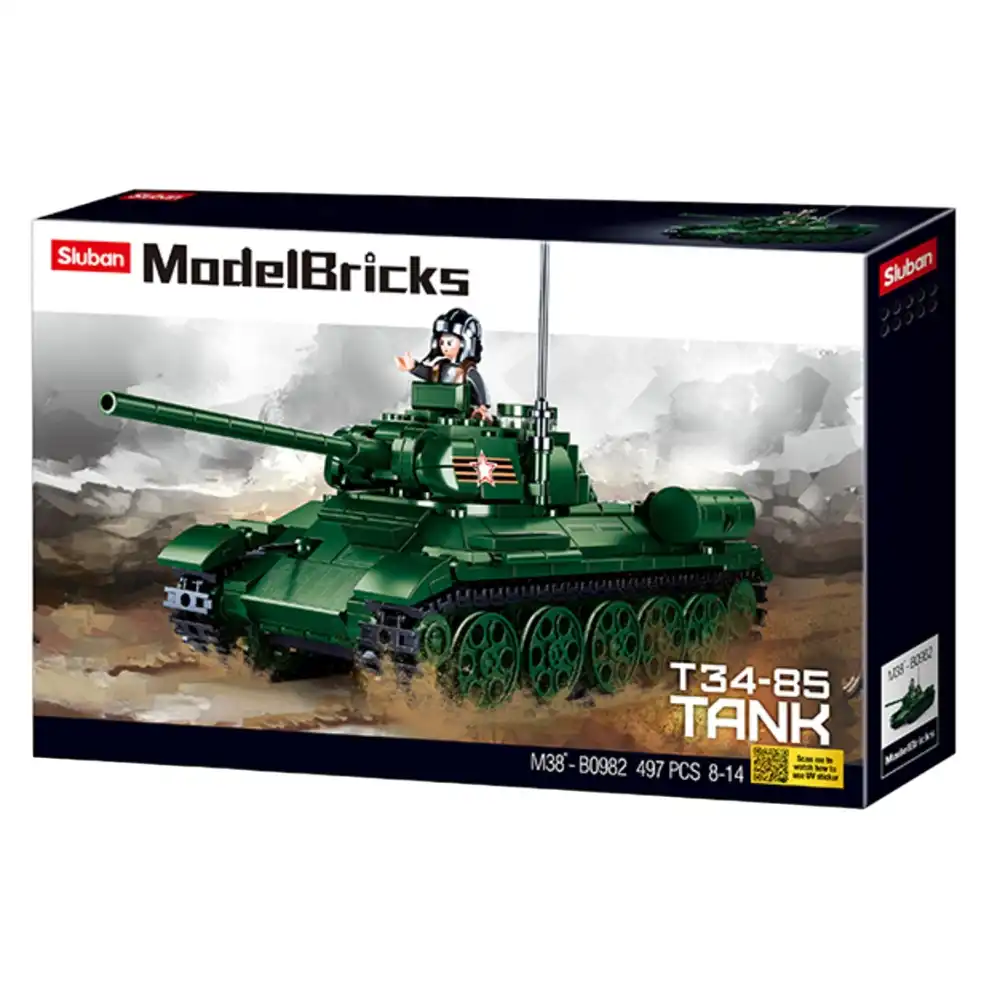 Sluban - Model BricksT34-85 Tank Bricks 497 Pieces - M38-B0982