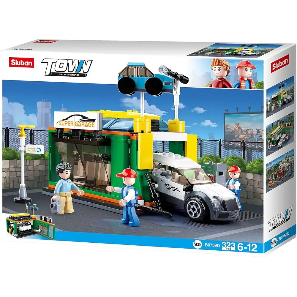 Sluban - Town City Scene Car Wash Bricks Set 323 Pieces - M38-B0759D