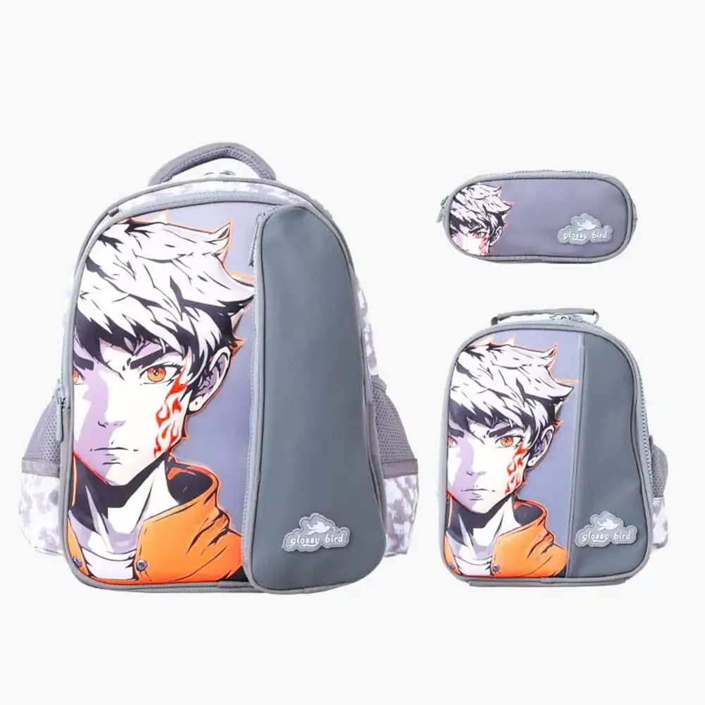 Anime Figure School Backpack 17 Inch with 2 Small Bags - GB5217