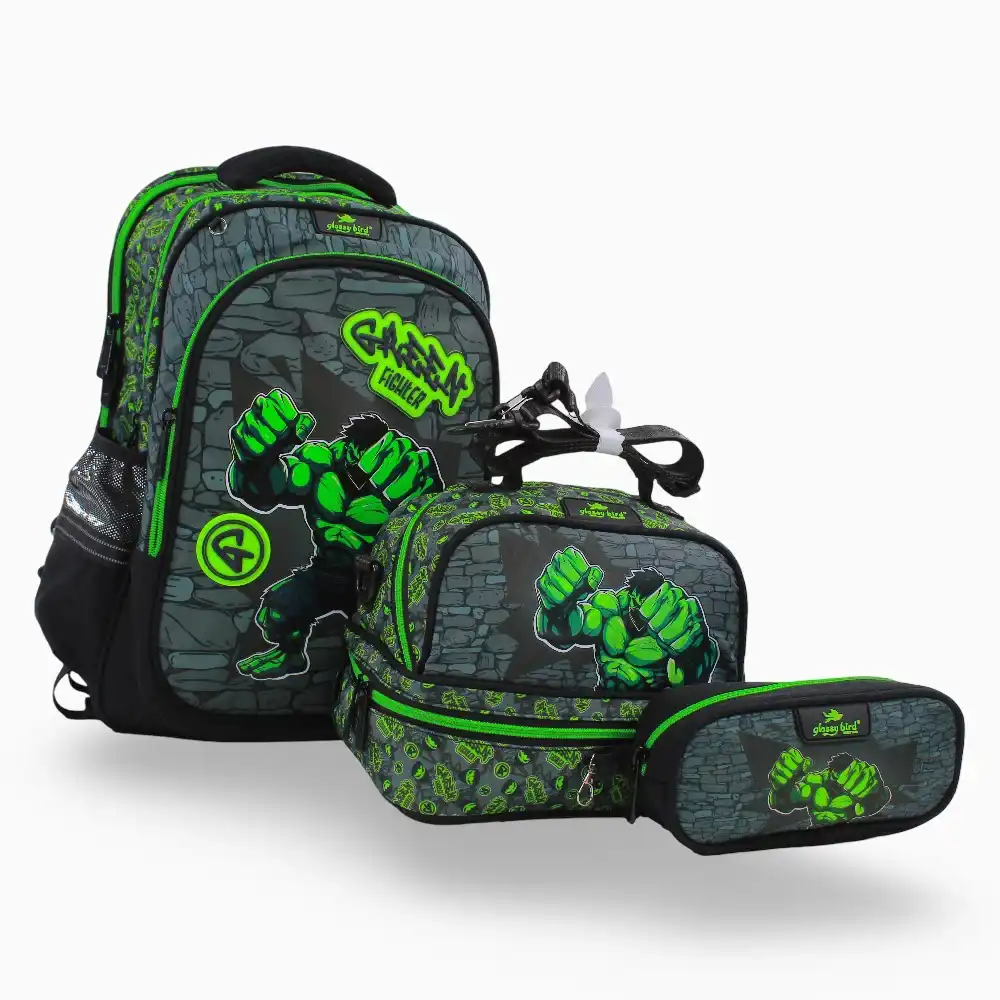 Hulk Figure School Backpack 17 Inch with 2 Small Bags - GB5390TB