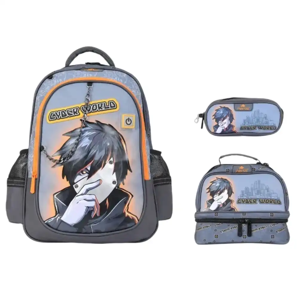 Cyber World Anime Figure School Backpack 17 Inch with 2 Small Bags - GB5398TB