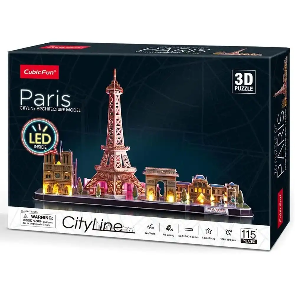 Cubic Fun - Paris Cityline Architecture Model 3D Led Puzzle 115 Pieces - L525h