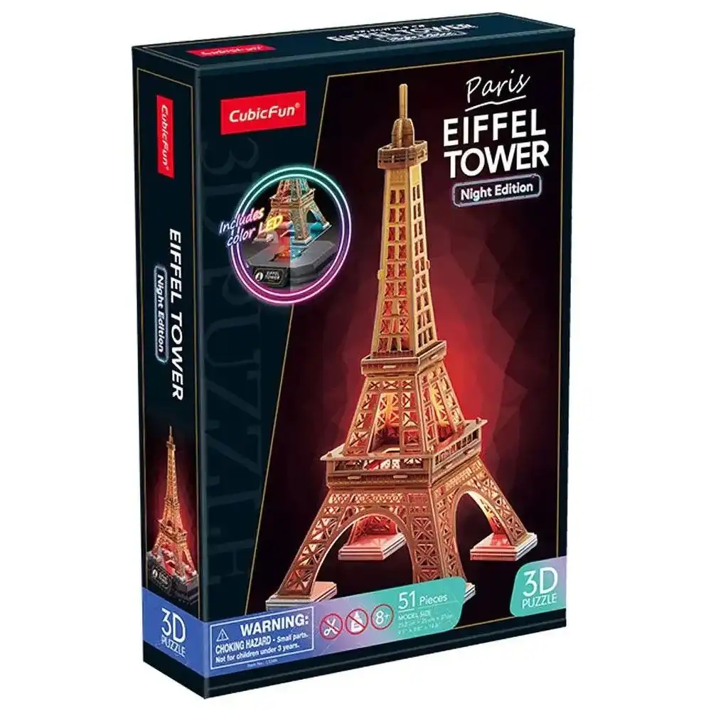 Cubic Fun - Paris Eiffel Tower Night Edition 3D Led Puzzle 51 Pieces - L534h