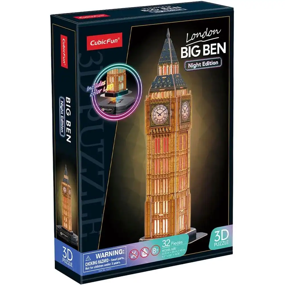 Cubic Fun - London Big Ben Night Edition 3D Led Puzzle 32 Pieces - L537h