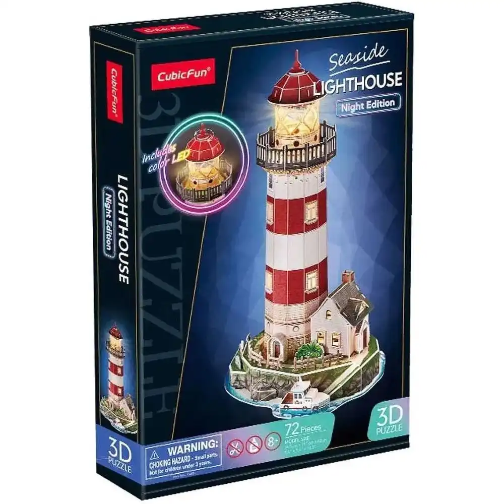 Cubic Fun - Seaside Lighthouse Night Edition 3D Led Puzzle 72 Pieces - L540h