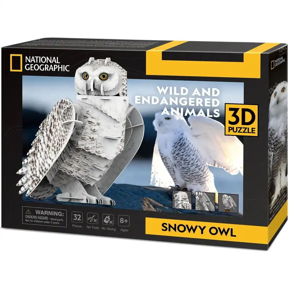 Cubic Fun - National Geographic 3D Puzzle Snowy Owl 62 Pieces - DS1079h