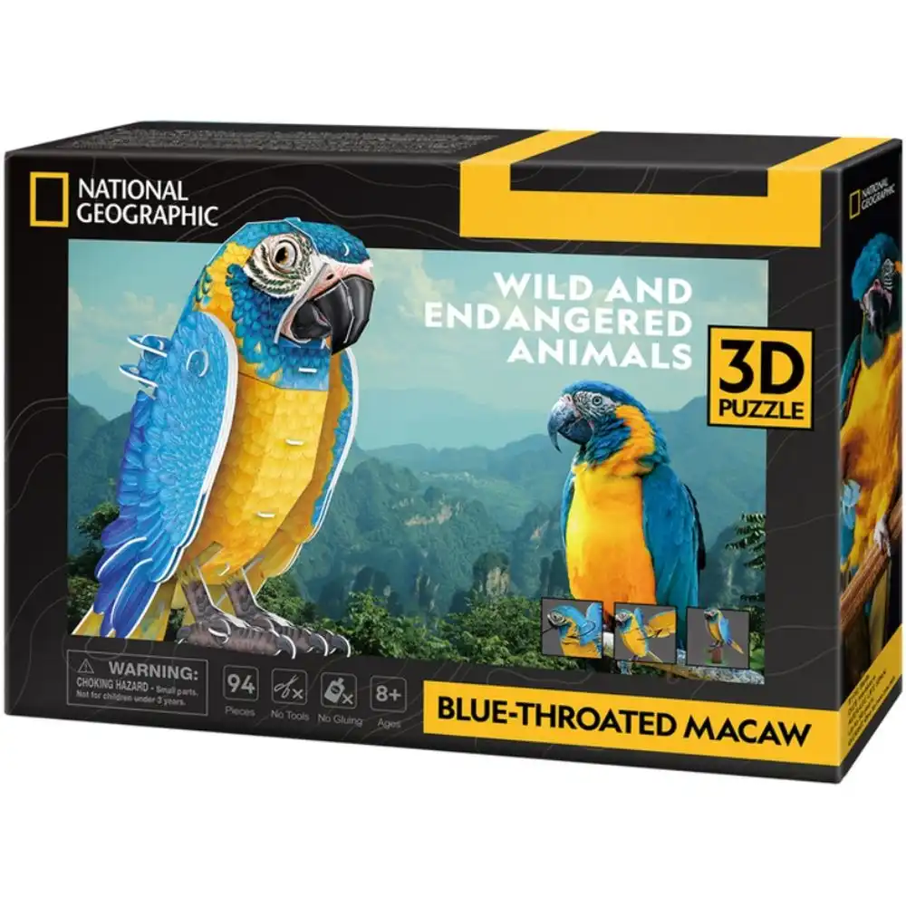 Cubic Fun - National Geographic 3D Puzzle Bule Throated Macaws 94 Pieces - DS1097h