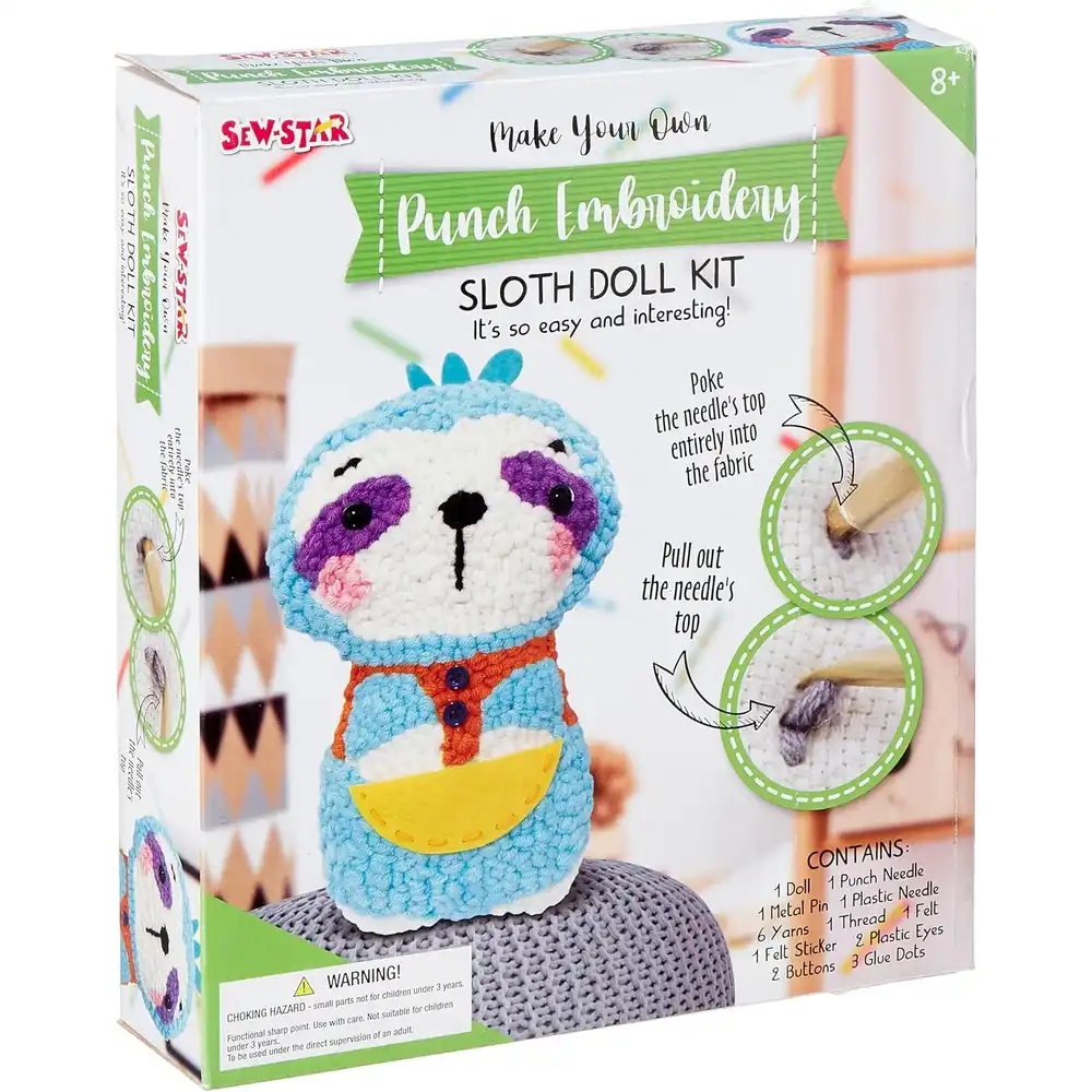 Sew-Star - Punch Embroidery Sloth Doll Kit - SS-19-109