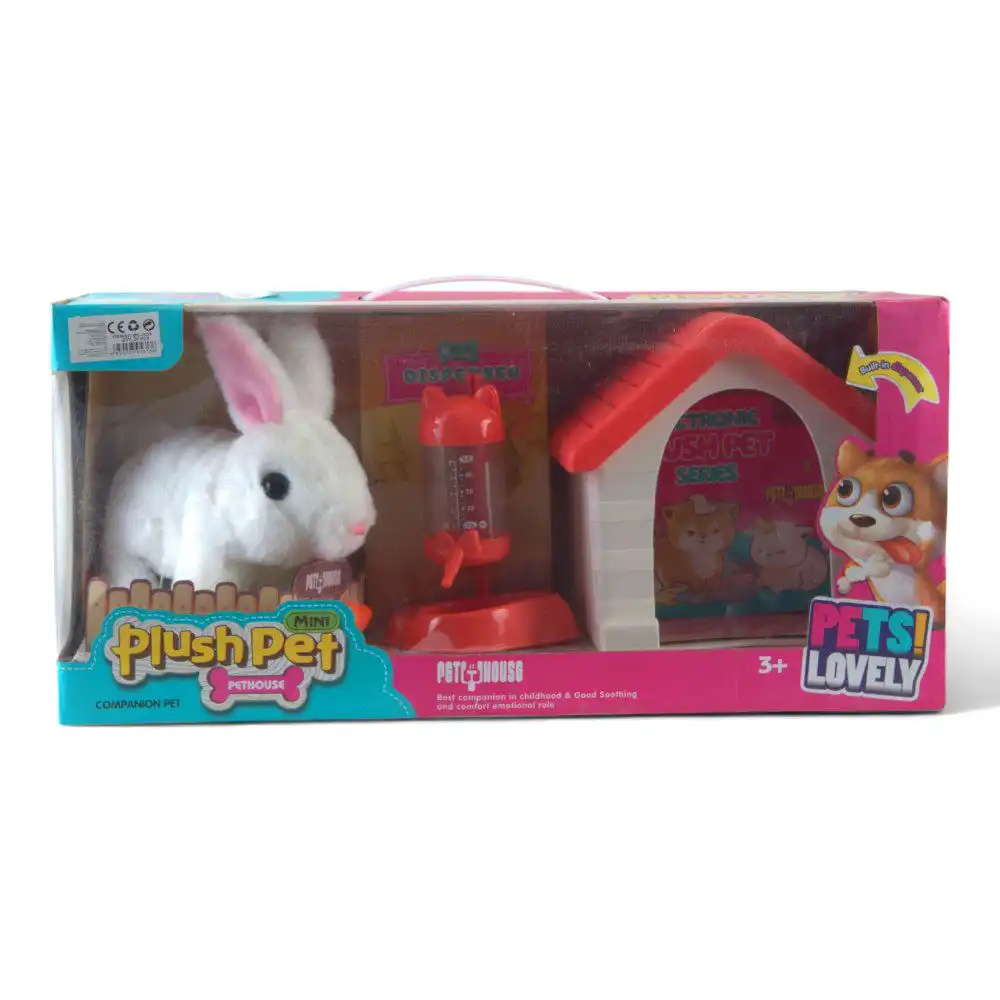Mini White Rabbit Plush Pet House with House and Dispenser - MC1039