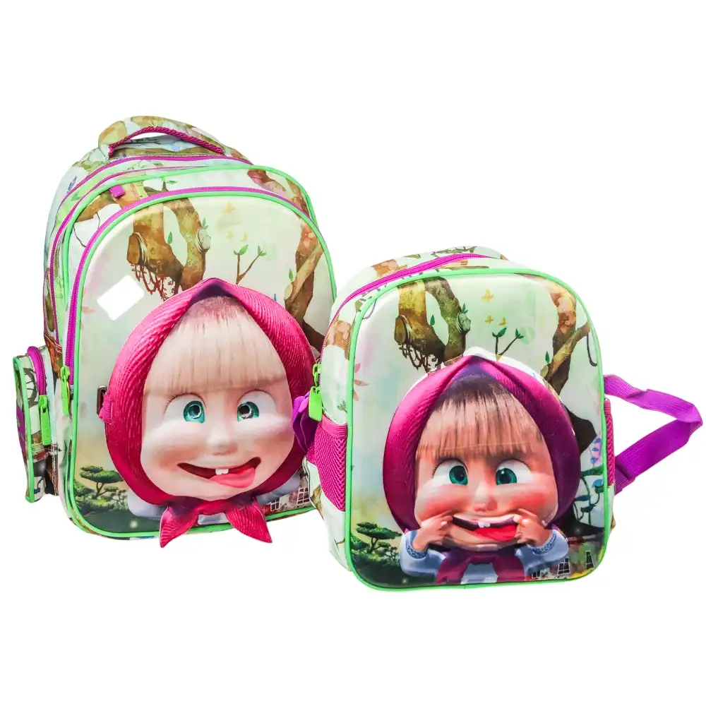 Masha & The Bear 3D School Backpack with a Small Bag for Kids - GB2358M