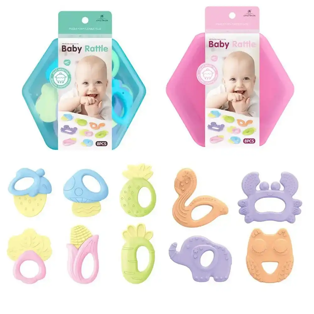 Baby Rubber Rattle Box 2 Box 8 Pieces - 016743-3174