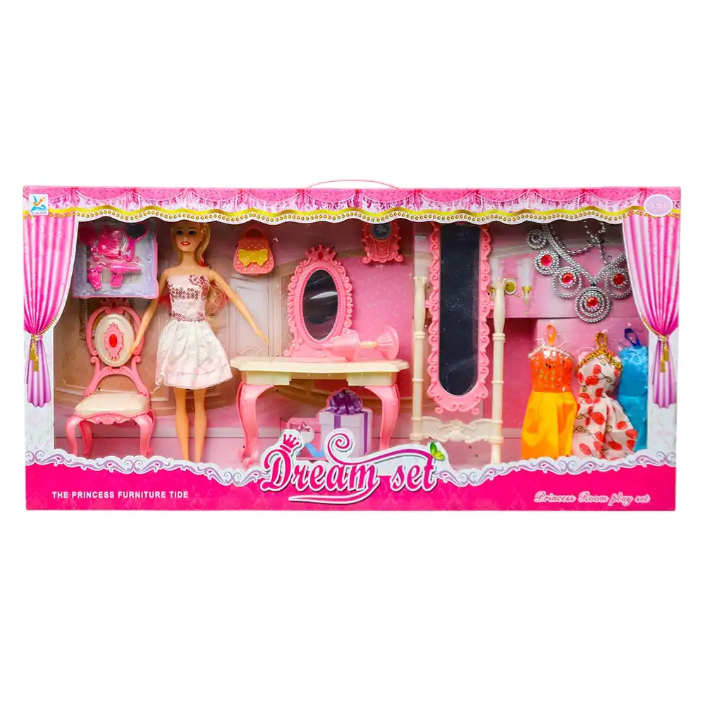 Barbie Fashion Doll Dreamy Set with Dressing Table and Clothes - 589-6