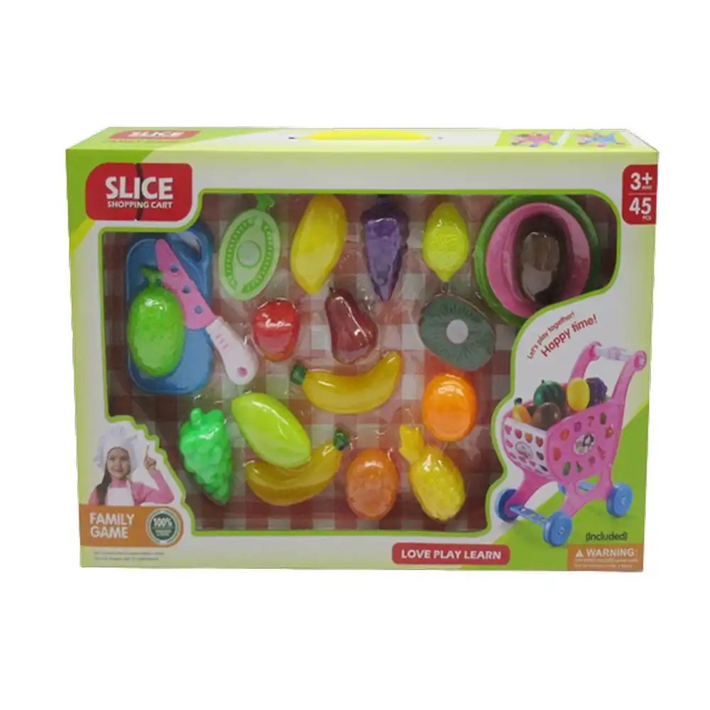 Slice Shopping Cart with Vegetables and Knife 45 Pieces - 1080-2