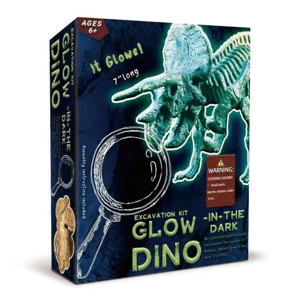 Eduman - Glow Dino in the Dark Triceratops Excavation Kit - D7113G