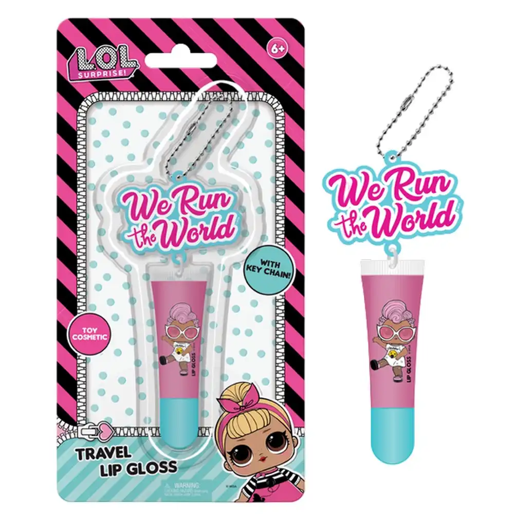 We Run The World Travel Lip Gloss with Keychain Pink and Blue - LOL 5113