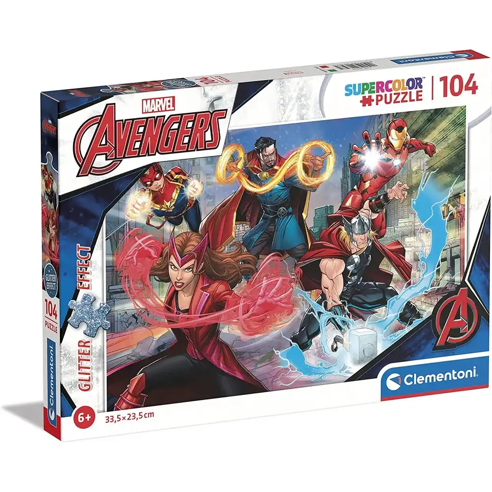 Clementoni - Marvel Avengers Glitter Effect Puzzle 104 Pieces - 20347