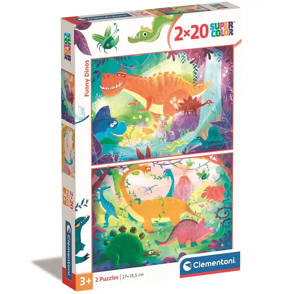 Clementoni - Super Color Funny Dinos Puzzle 2x20 Pieces - 24755