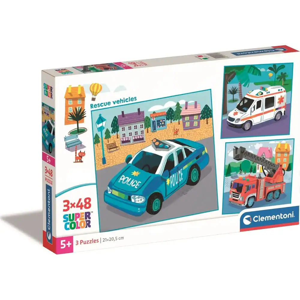 Clementoni - Rescue Vehicles Puzzle 3x48 Pieces - 25318