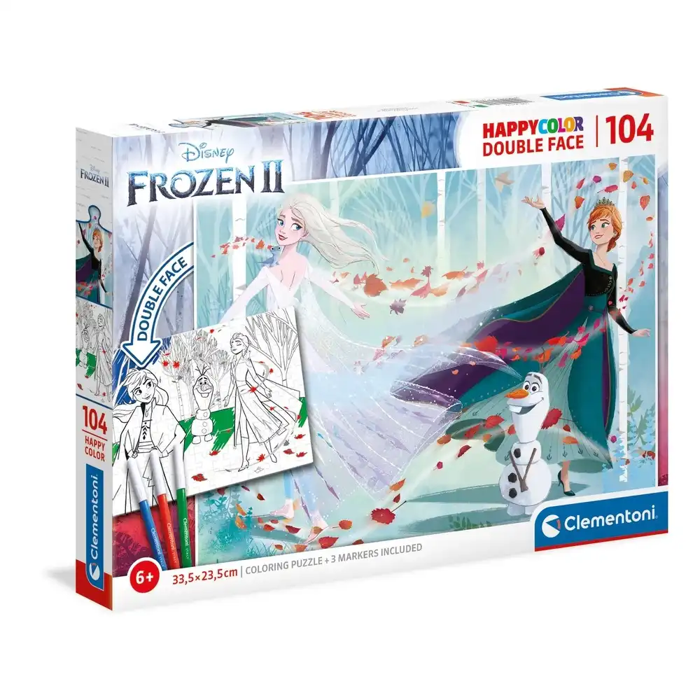 Clementoni - Disney Frozen 2 Double Sided Coloring Puzzle 104 Pieces - 25716