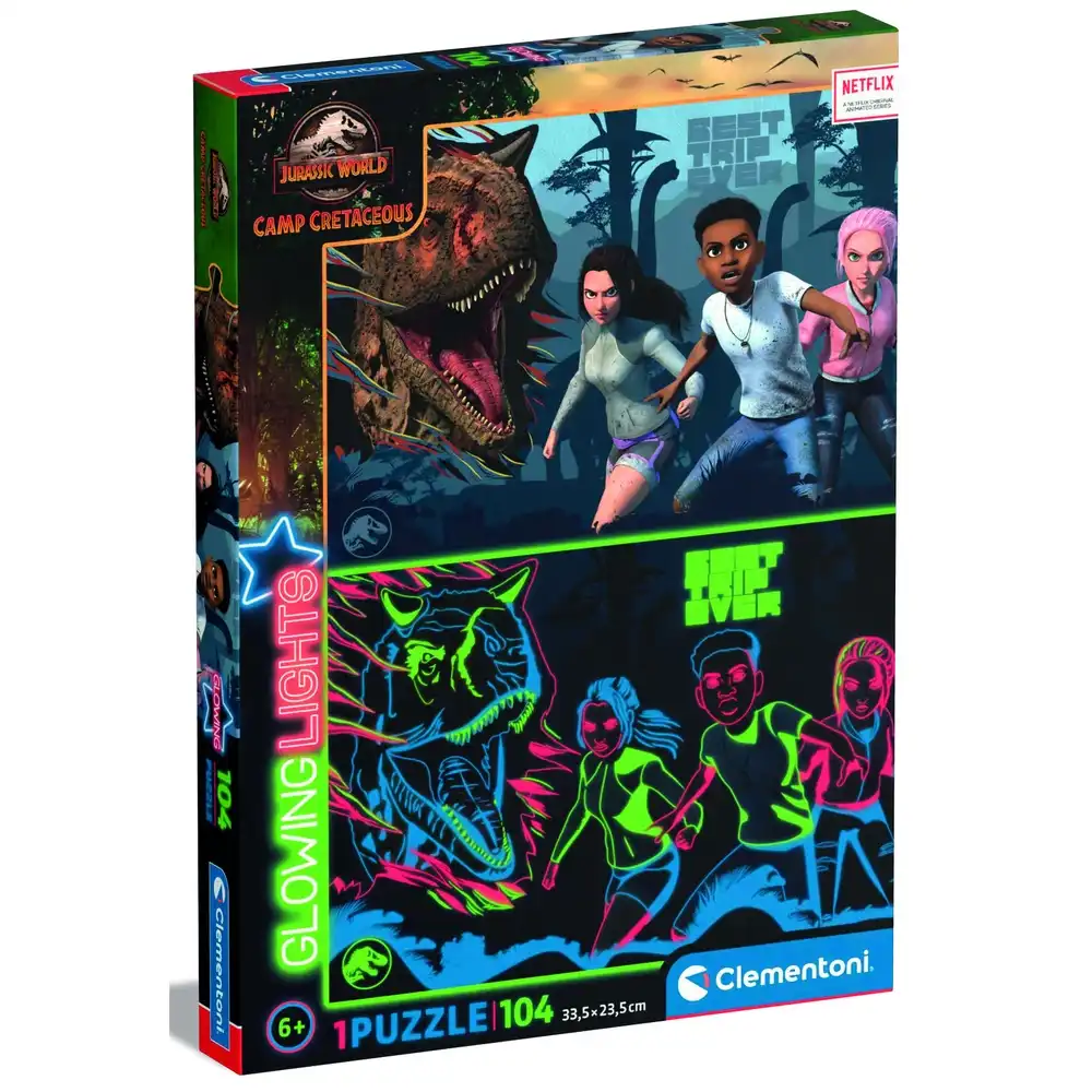Clementoni - Jurrasic World Glowing Lights Puzzle 104 Pieces - 27557