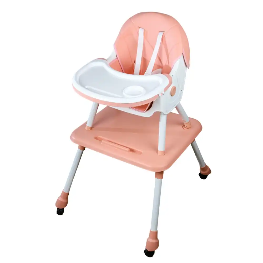 Feeding Dining Leather Chair 2 in 1 with Table Pink - KD-1