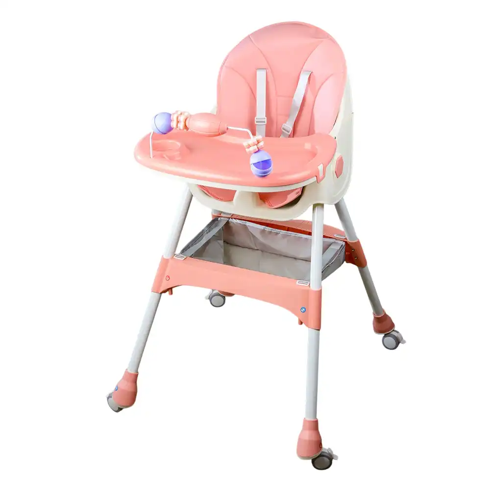 Feeding Dining Leather Chair 2 Levels Pink - H-602