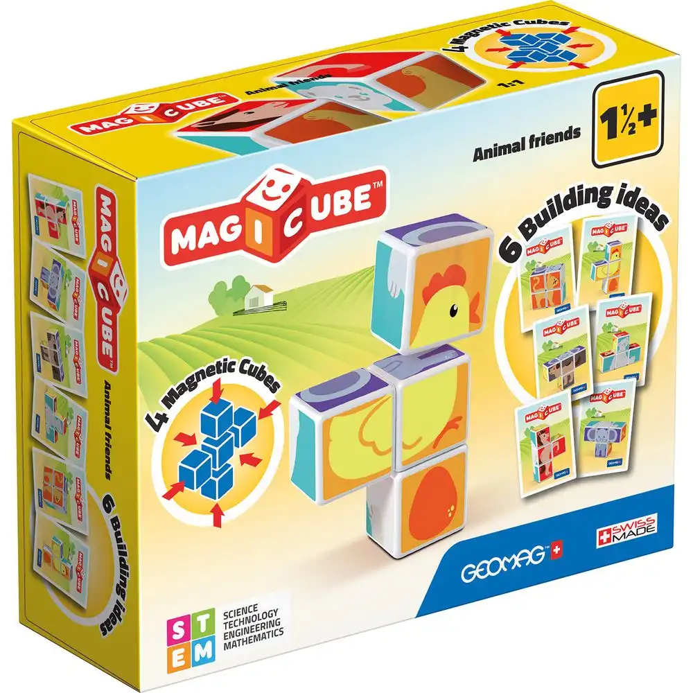 Geomag - Magnetic Cubes Animal Friends 4 Cubes With 7 Cards - 132