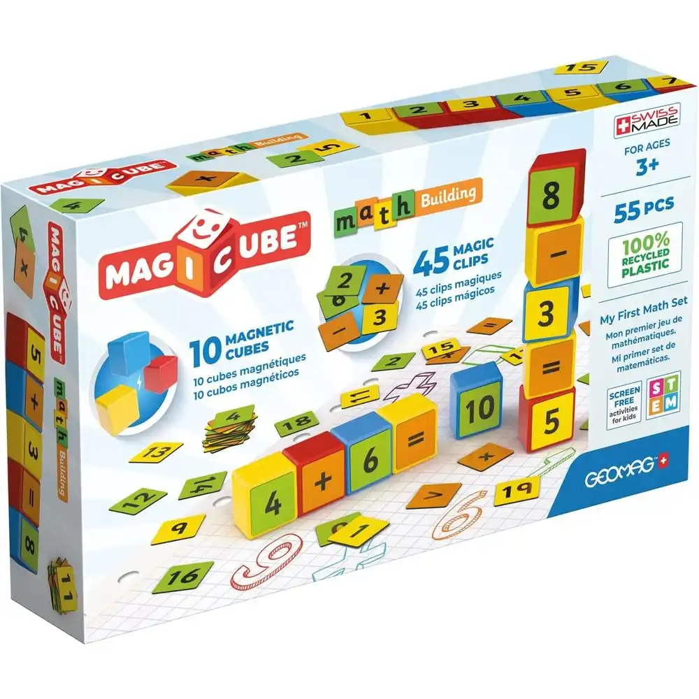 Geomag - Educational Magicube Math Building 45 Magic Clips and 10 Magnetic Cubes- 256