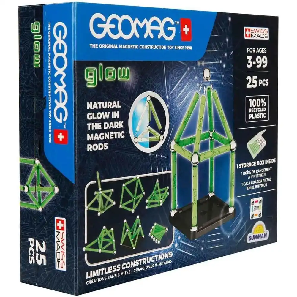 Geomag - Educational Natural Glow In The Dark Magnetic Rods 25 Pieces - 328